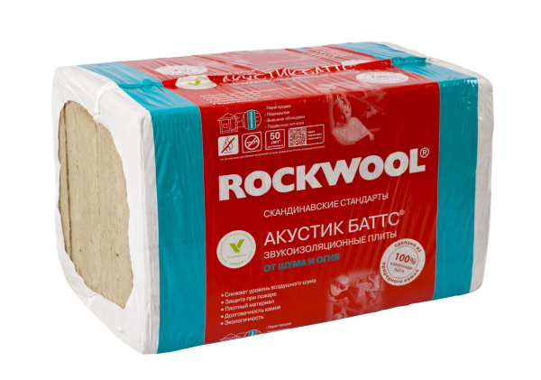 Утеплитель Rockwool АКУСТИК БАТТС 1000x600x50 (6 м²/упак)